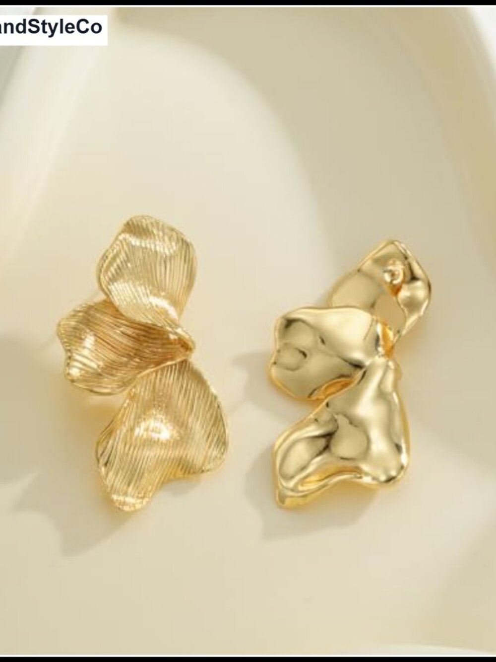 Gold Statement Earrings for Women Hypoallergenic Floral Stud Alloy - Picture 6 of 6